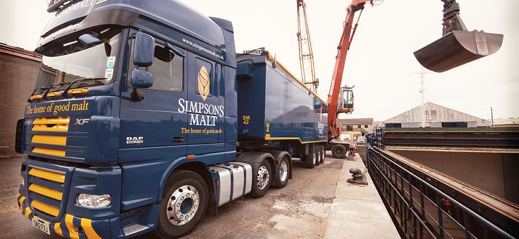 Simpsons Malt truck being loaded